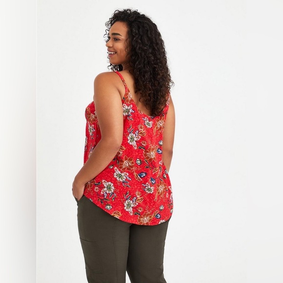 ❤️ NWT Torrid Ava Rayon Slub Cami Dressy Tank Red Floral Sleeveless 2X - Picture 1 of 4